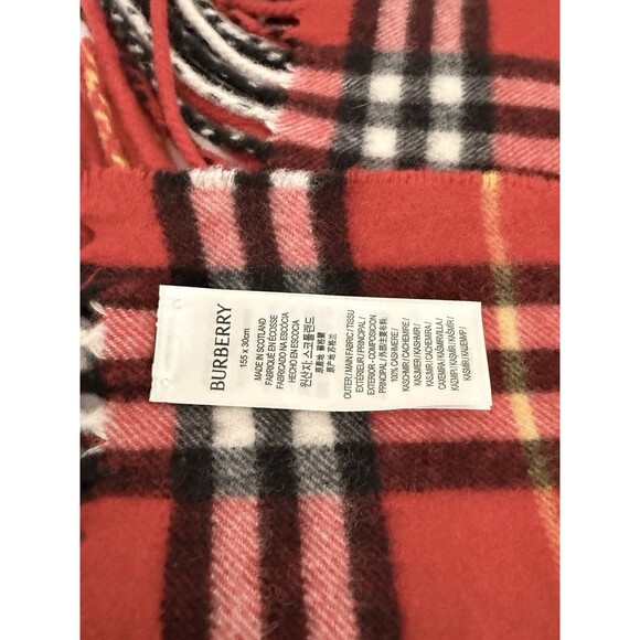 Burberry Red Cashmere Check Scarf 155x30 cm – 100% Authentic – New - Picture 5 of 10